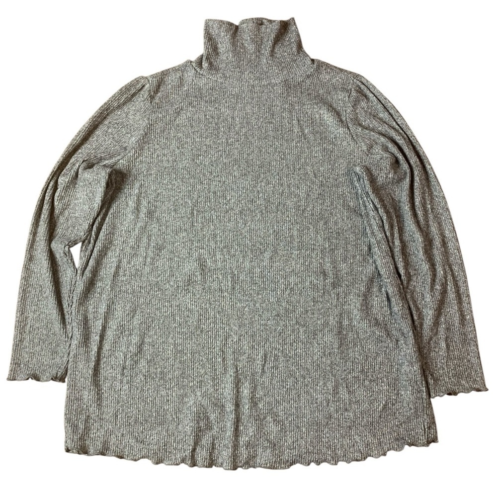 Lily Morgan Grey Ribbed Turtleneck Top | Plus Size 3X